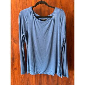 White House Black Market Women's Long Sleeve Blue Blouse Size L